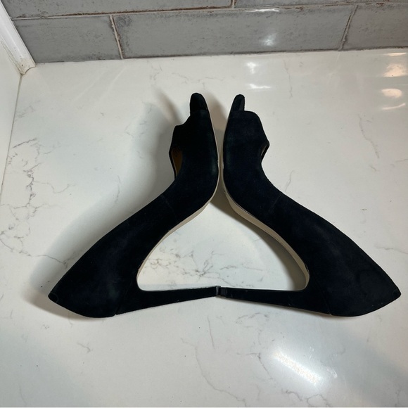 BCBG Black Suede Open Toe Heels 10 - Picture 7 of 12